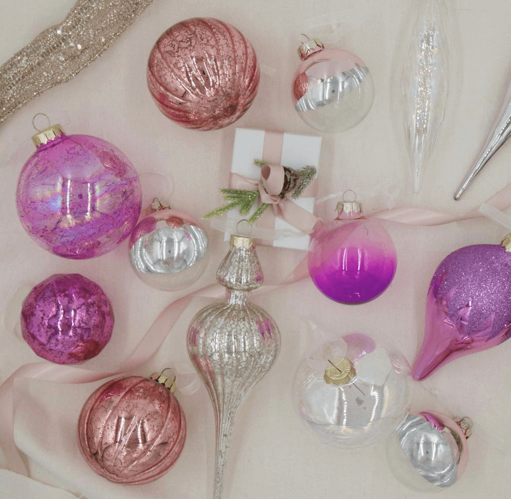 King of Christmas Sweet 30-Piece Glass Ornament Set (Pink - Purple) Limited Edition