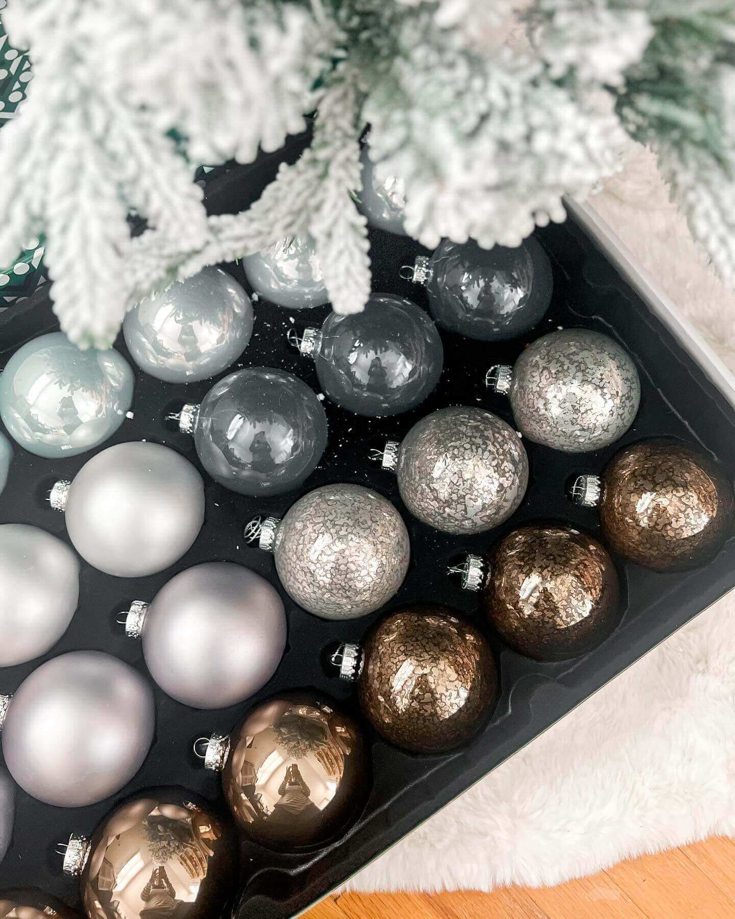 King of Christmas Blue and Gray Essential Glass Ornaments (24 Pack)