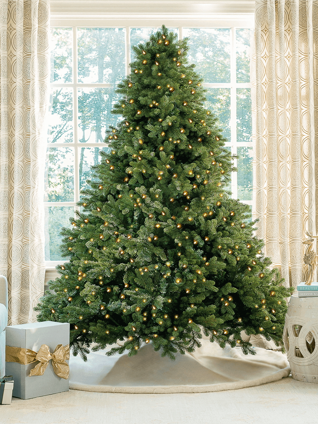 7.5 Cypress Spruce Artificial Christmas Tree with 1450 Warm White Multi Color LED Lights
