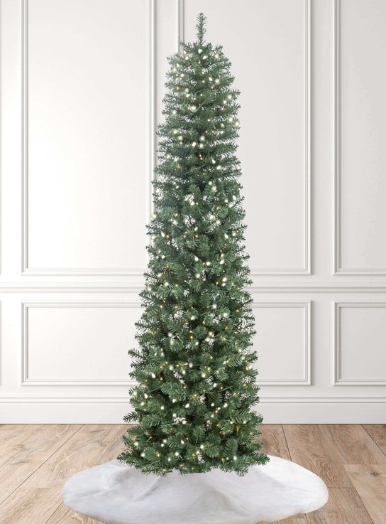 King of Christmas 8' Hancock Spruce Pencil Artificial Christmas Tree 500 Warm White Led Lights