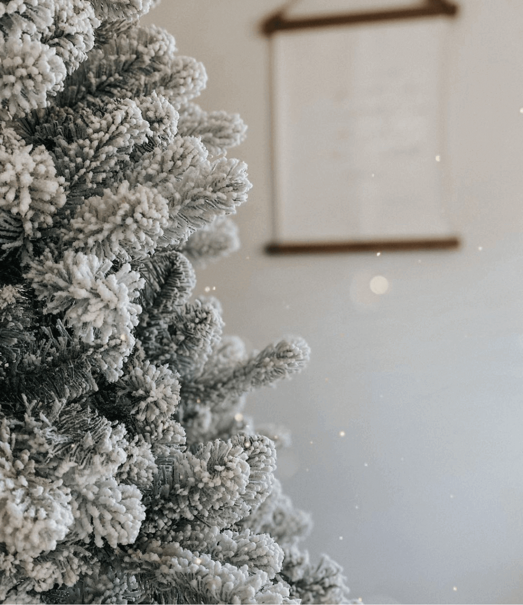 King of Christmas 12' King Flock® Slim Quick-Shape Artificial Christmas Tree Unlit