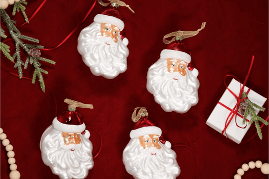 King of Christmas Santa Glass Ornament (4 Pack)