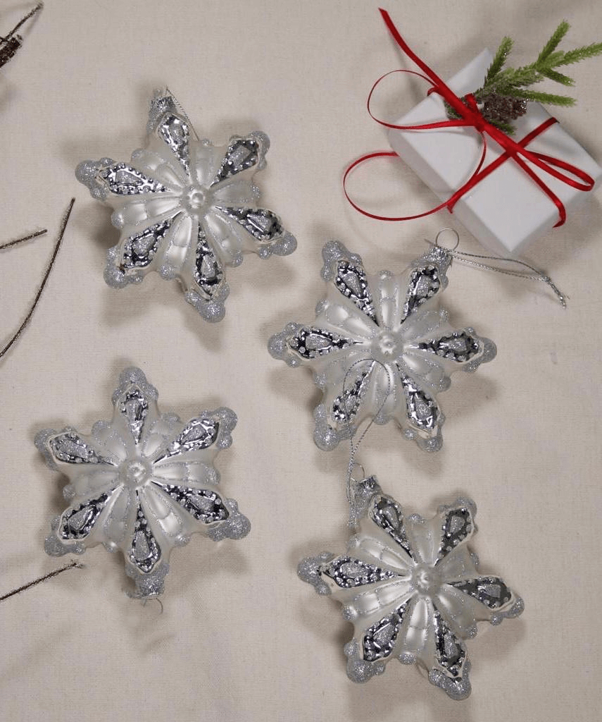 6” Iced Glitter Snowflake Christmas Ornament - Blue