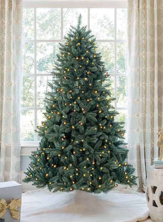 FINAL SALE King of Christmas 7' Tribeca Spruce Blue Artificial Christmas Tree with 550 Warm White LED Lights