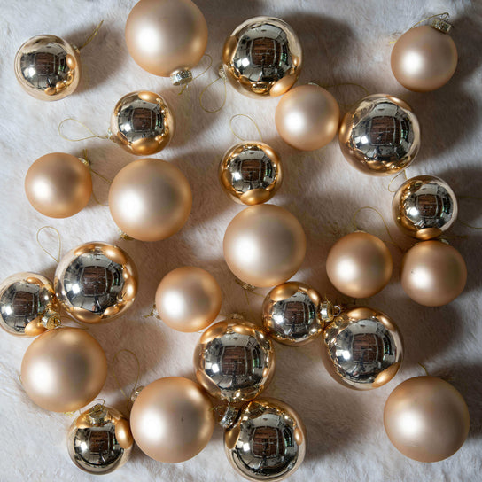 King of Christmas Gold Essential Glass Ornaments (24 Pack)