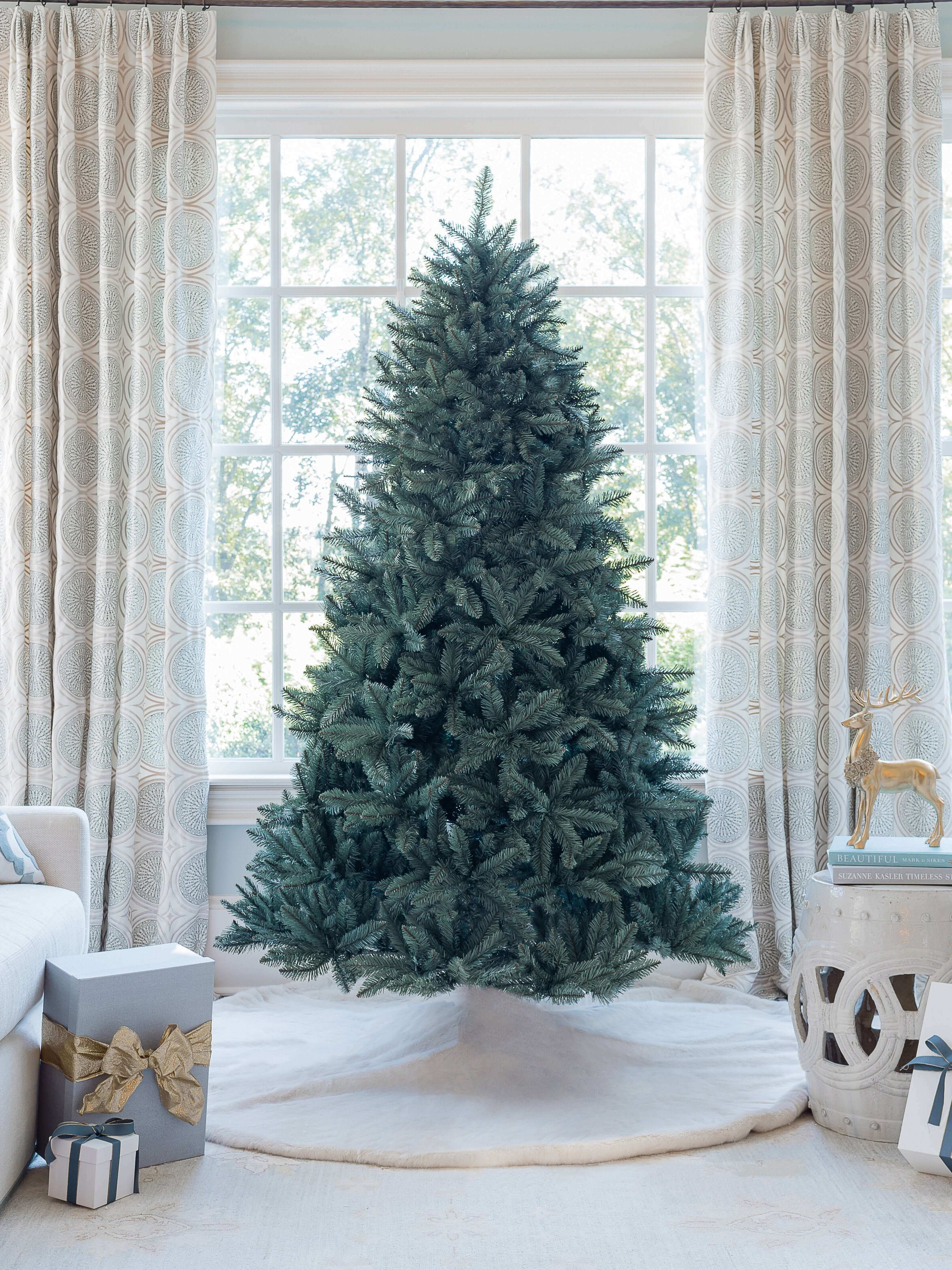 King of Christmas 8' Tribeca Spruce Blue Artificial Christmas Tree with 650 Warm White LED Lights