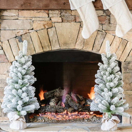 King of Christmas 3' King Flock® Artificial Christmas Tabletop Tree Unlit (set of 2)