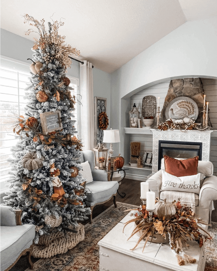 King of Christmas 6.5' King Flock® Slim Artificial Christmas Tree with 500 Warm White LED Lights