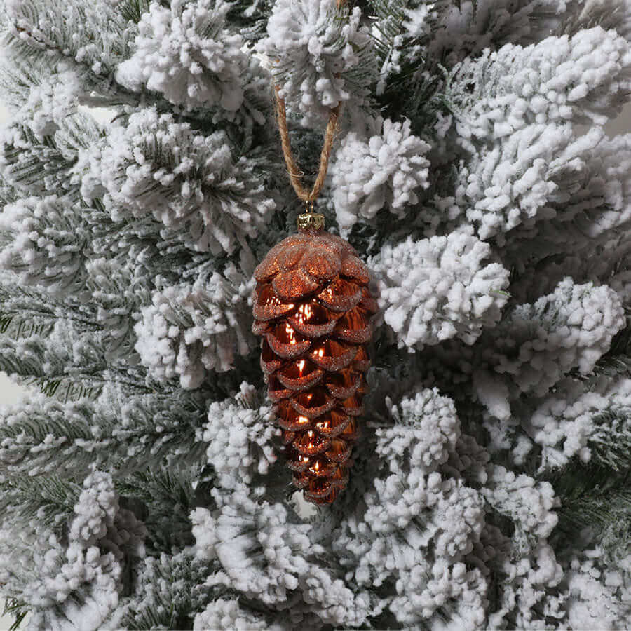 King of Christmas Pinecone Glass Ornament (4 Pack)