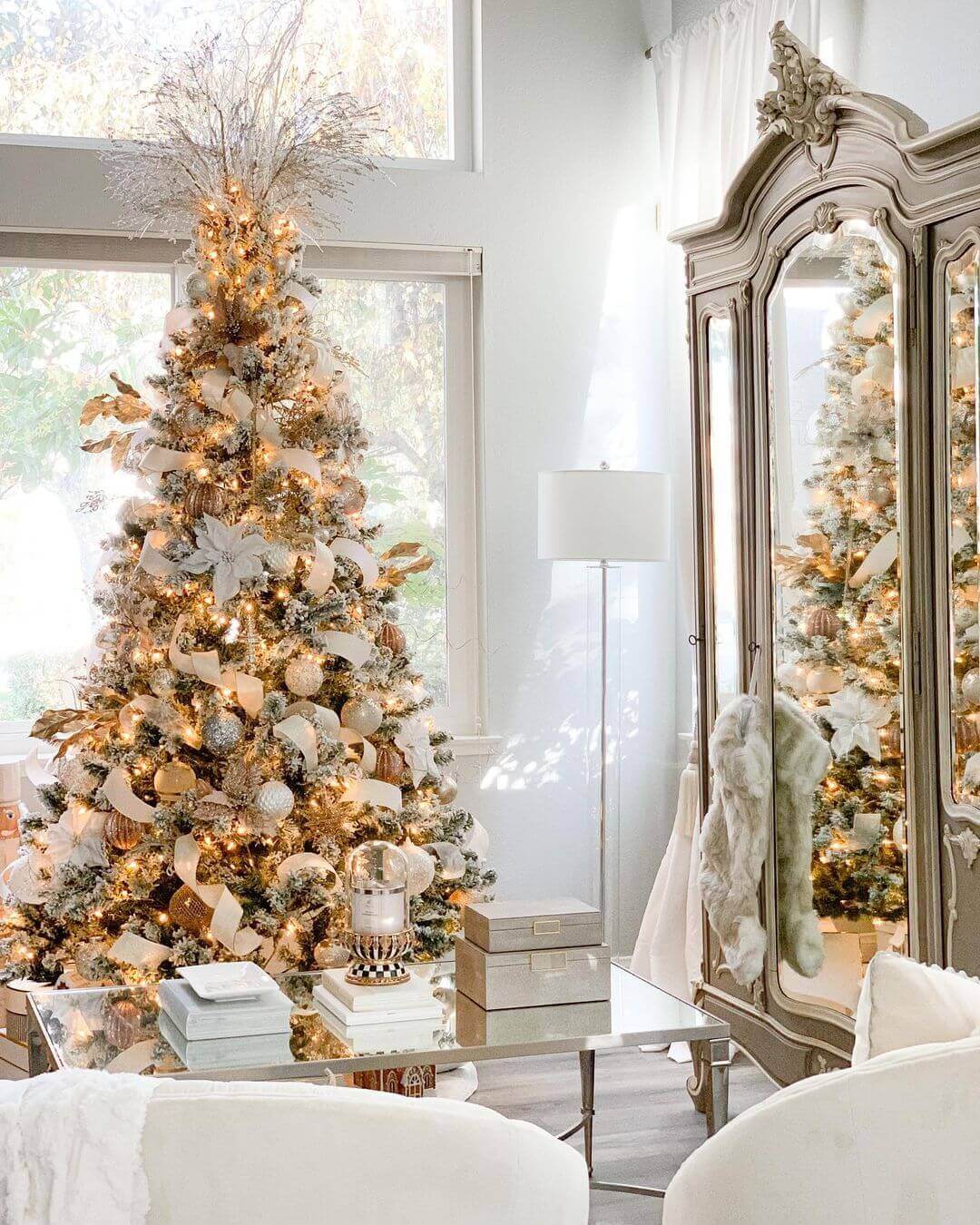 King of Christmas 8' Prince Flock® Artificial Christmas Tree with 550 Warm White LED Lights