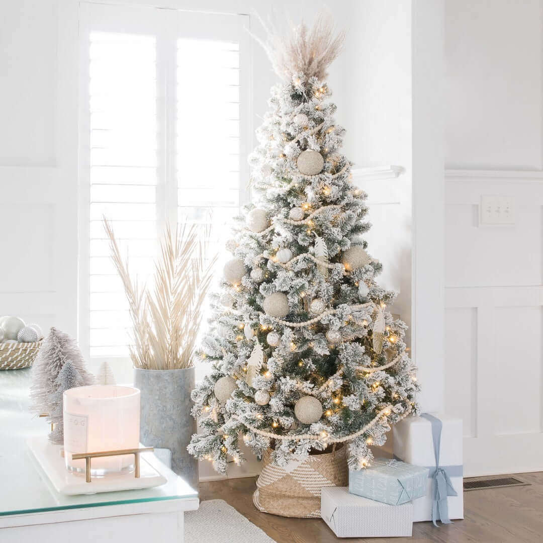 King of Christmas 9' Prince Flock® Artificial Christmas Tree Unlit