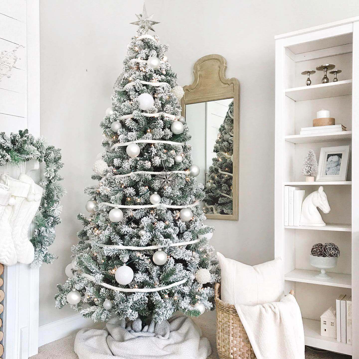 King of Christmas 9' Prince Flock® Artificial Christmas Tree with 650 Warm White LED Lights