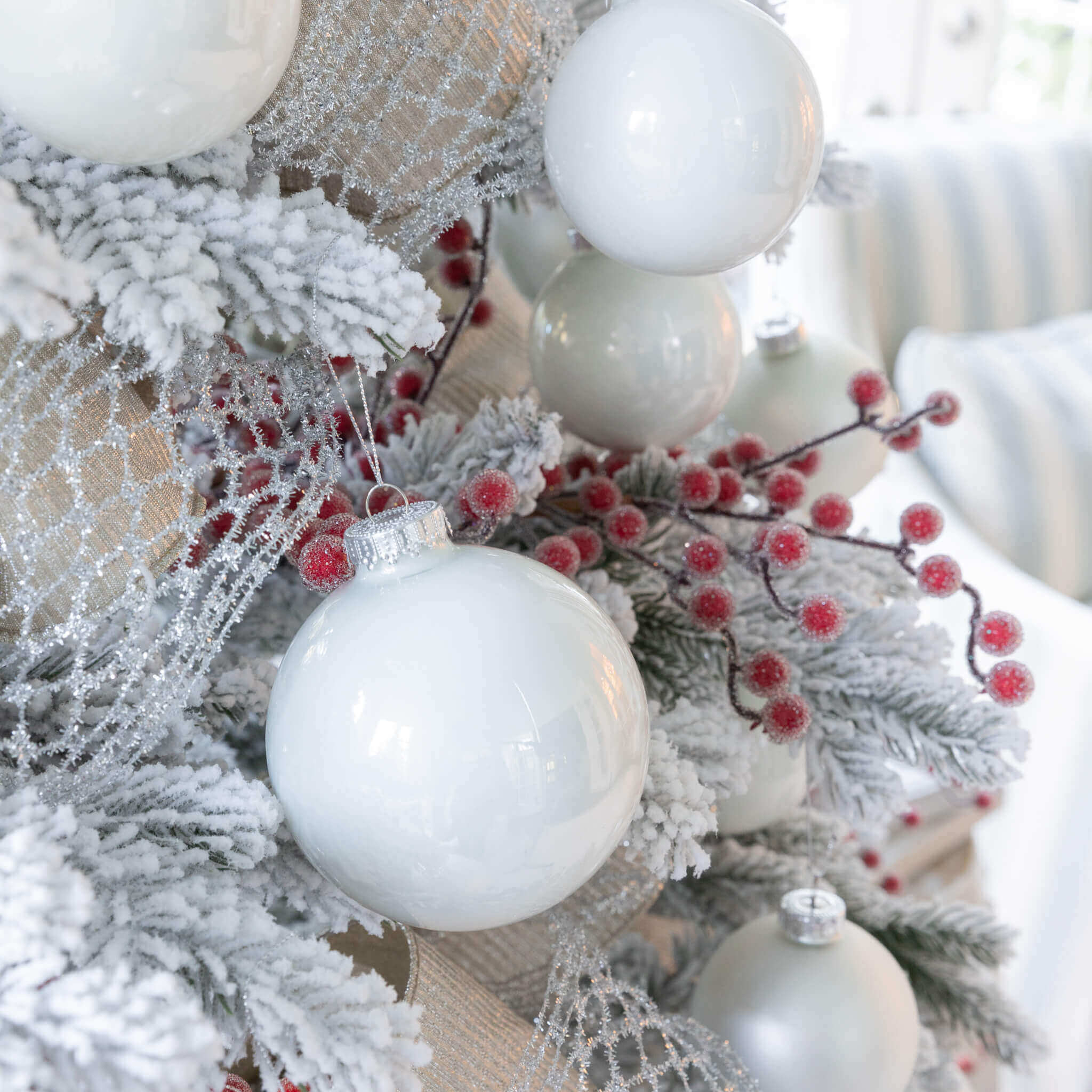 King of Christmas White Essential Glass Ornaments (24 Pack)