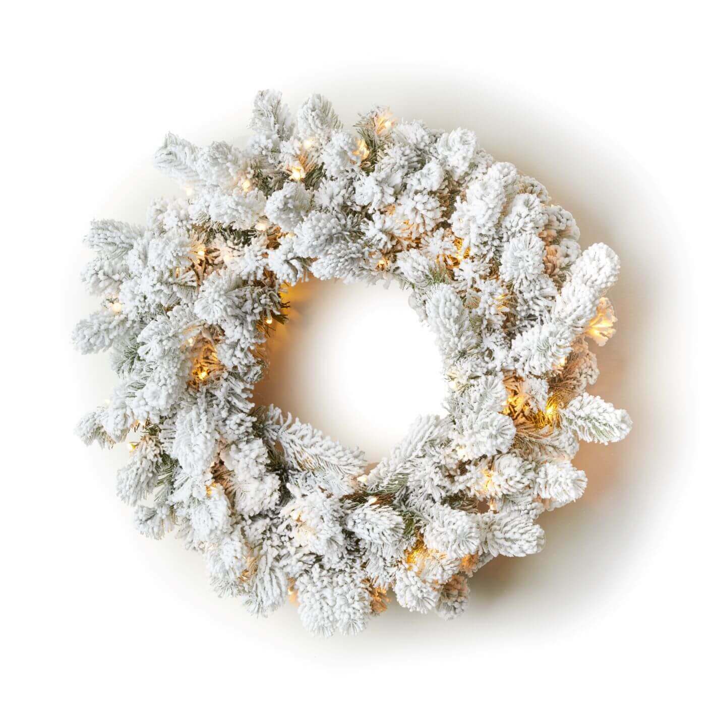 King of Christmas 24" King Flock® Wreath with Warm White LED Lights (Battery Operated)