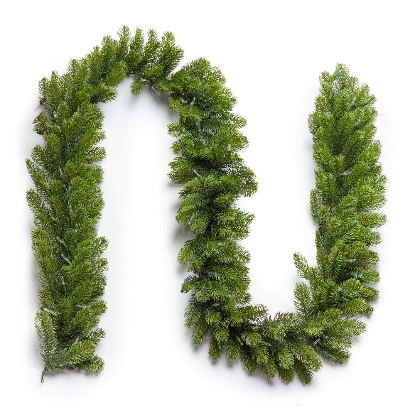 King of Christmas 9' x 10" Royal Fir Garland with Warm White LED Lights (Plug Operated)