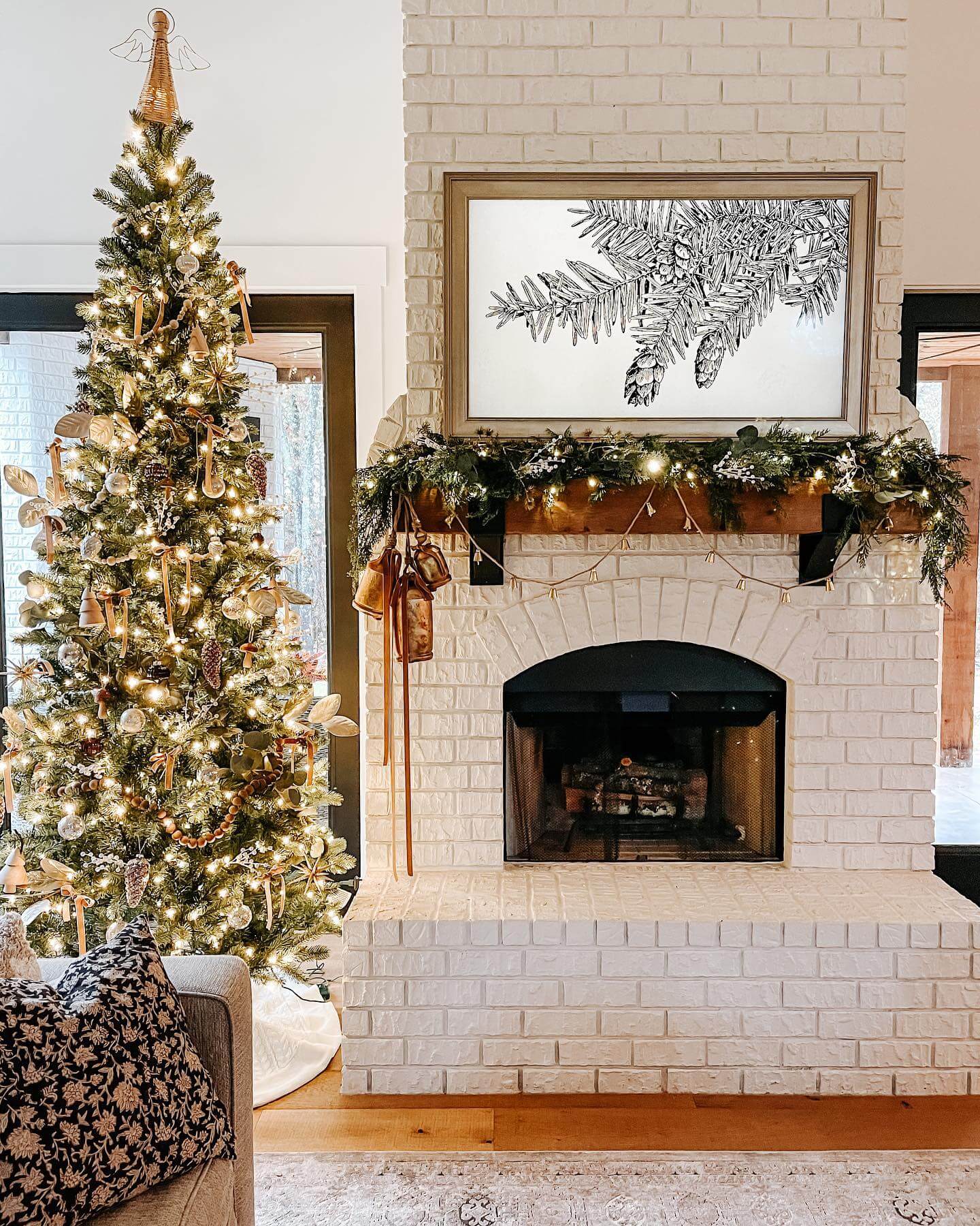 7.5' King Douglas Fir Slim Artificial Christmas Tree with 650 Warm White & Multi-Color LED Lights