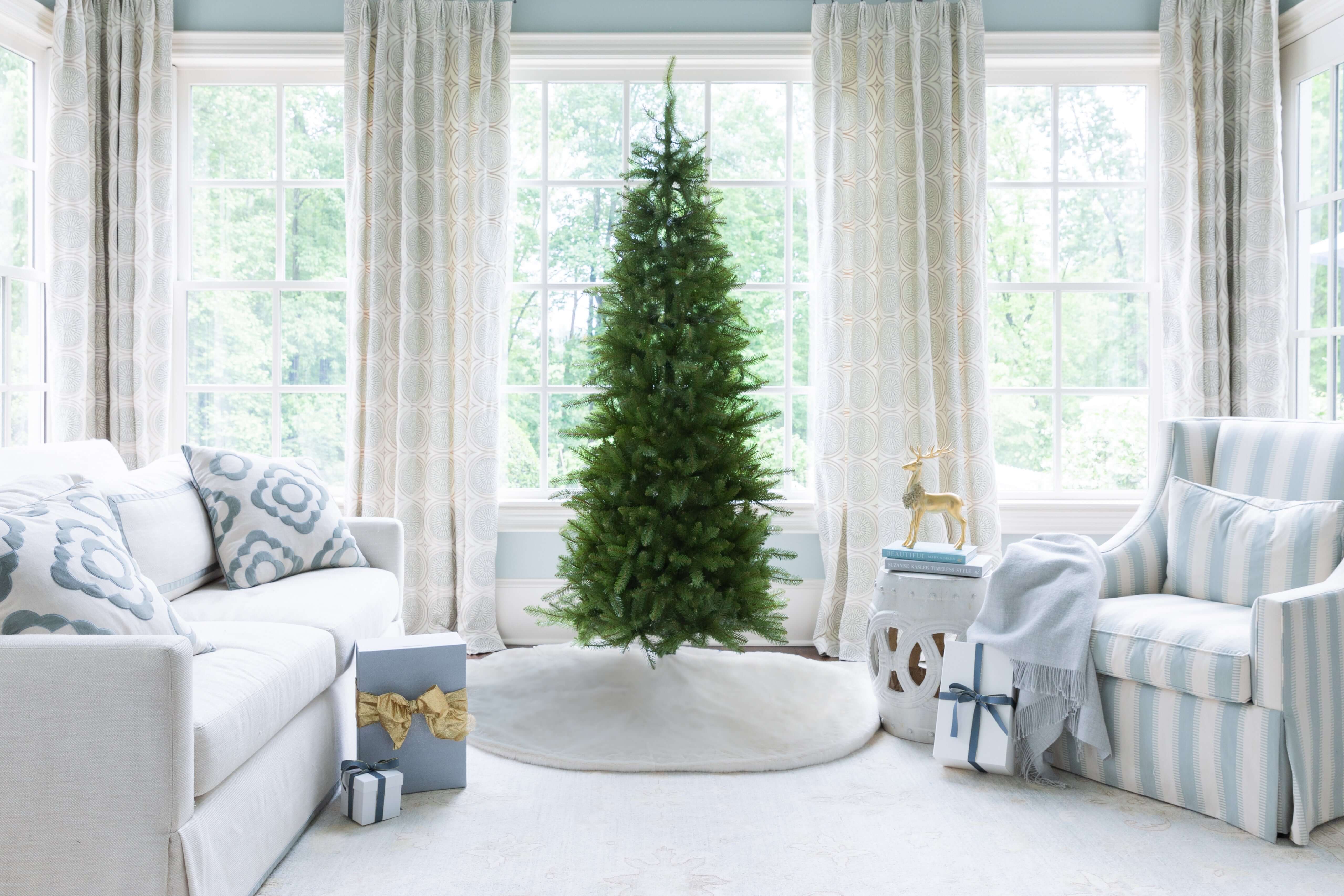 King of Christmas 6.5' Yorkshire Fir Slim Artificial Christmas Tree with 400 Warm White LED Lights