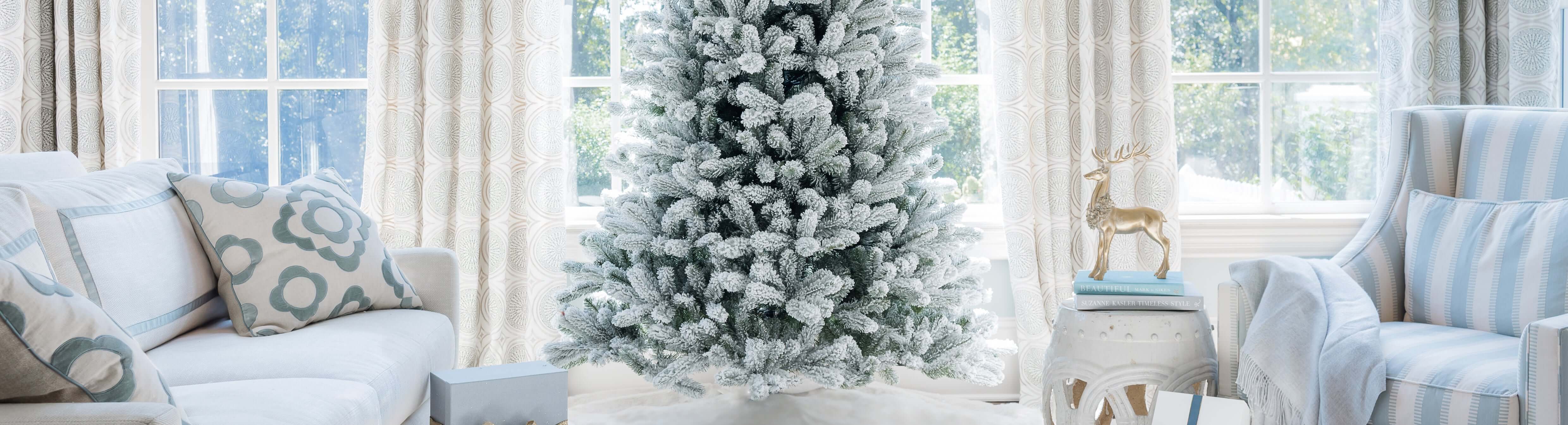 King of Christmas Artificial Flocked Christmas Trees