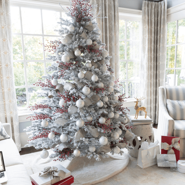 King of Christmas 7.5' Rushmore Flock Quick-Shape Tree 750 Warm White Led Lights