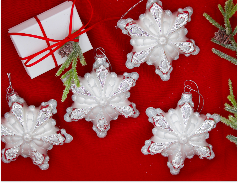 Snowflake Glass Ornament (4 Pack)