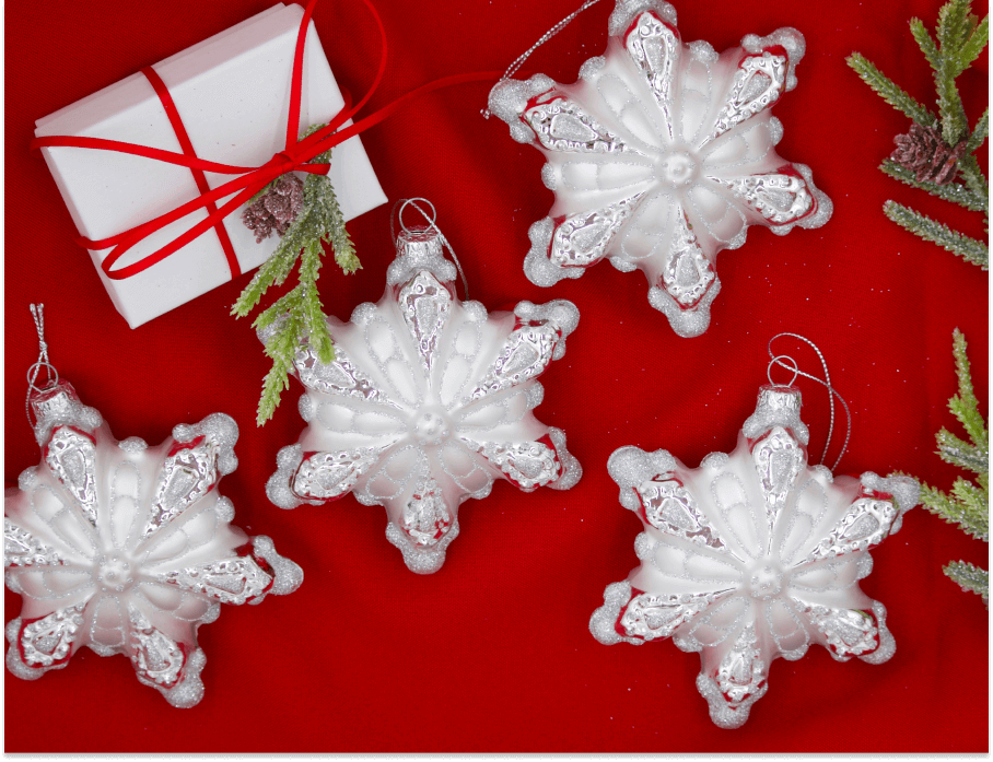King of Christmas Snowflake Glass Ornament (4 Pack)