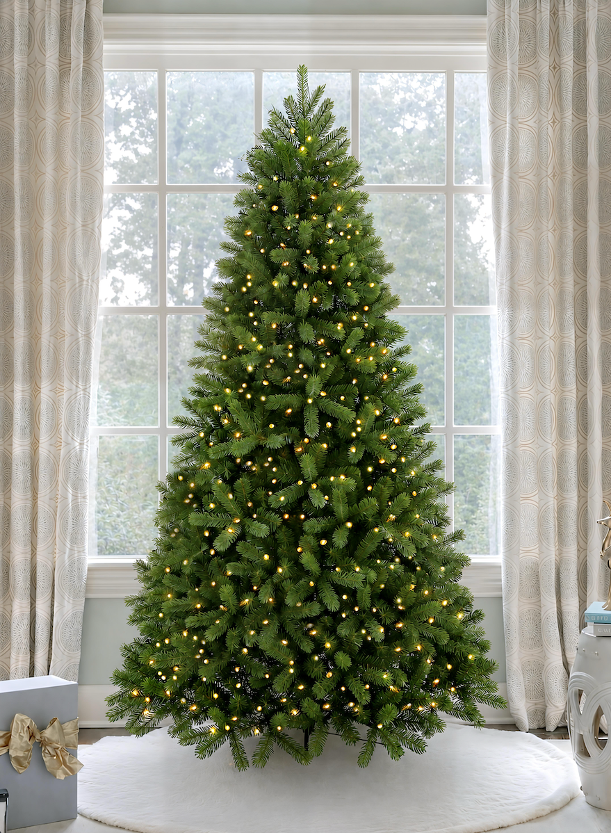 King of Christmas 9' King Douglas Fir Artificial Christmas Tree with 1200 Warm White & Multi-Color LED Lights