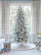 7.5' Queen Flock® Slim Artificial Christmas Tree With 1800 Lux LED Lights
