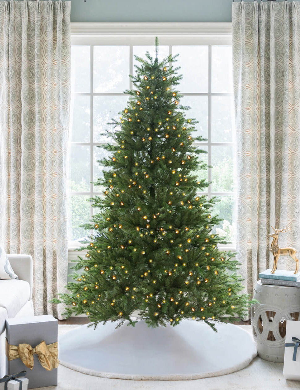King of Christmas 7.5' Alpine Fir Artificial Christmas Tree 800 Warm White Led Lights
