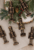 King of Christmas Bronze Nutcracker Glass Ornament Set (6 Pack)