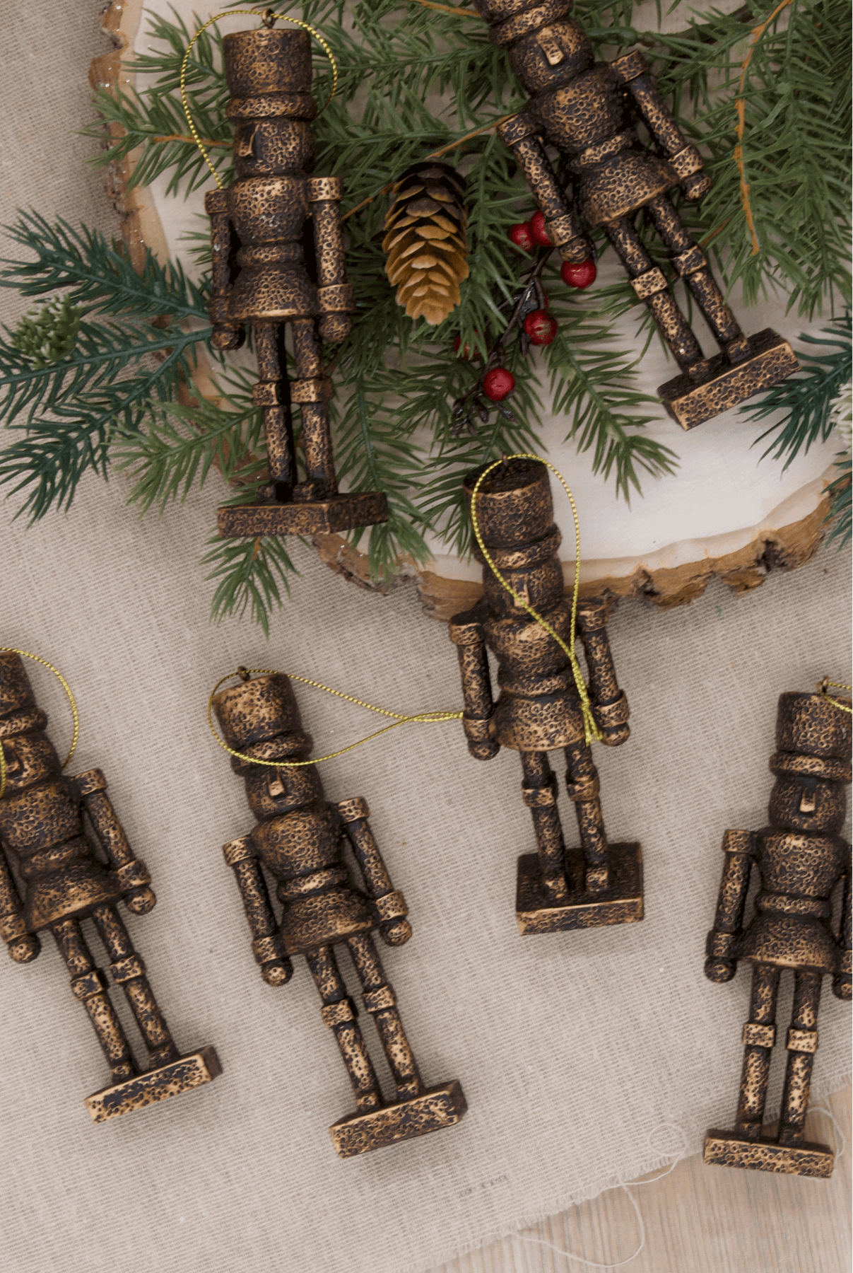King of Christmas Bronze Nutcracker Glass Ornament Set (6 Pack)