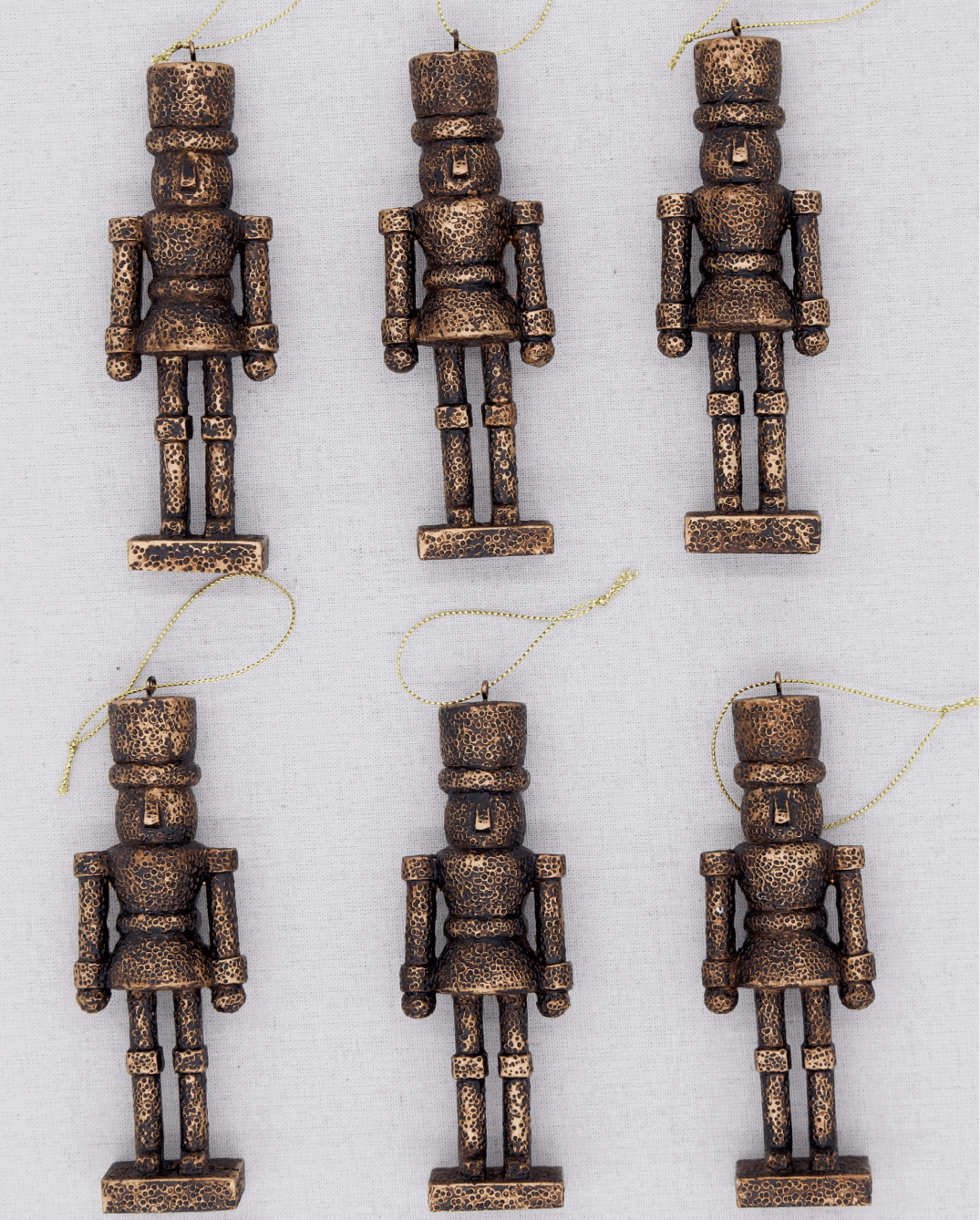 King of Christmas Bronze Nutcracker Glass Ornament Set (6 Pack)