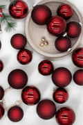 King of Christmas Burgundy Essential Glass Ornaments (24 Pack)