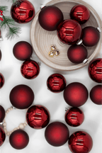 King of Christmas Burgundy Essential Glass Ornaments (24 Pack)