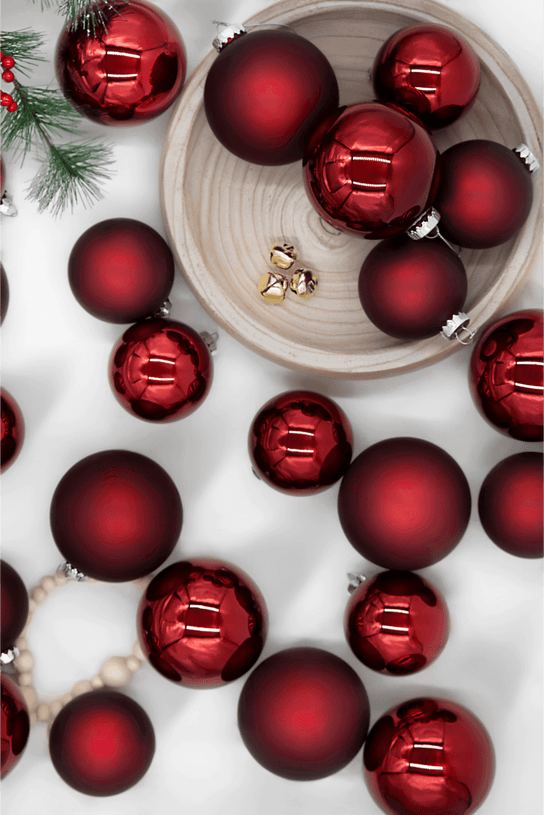 King of Christmas Burgundy Essential Glass Ornaments (24 Pack)