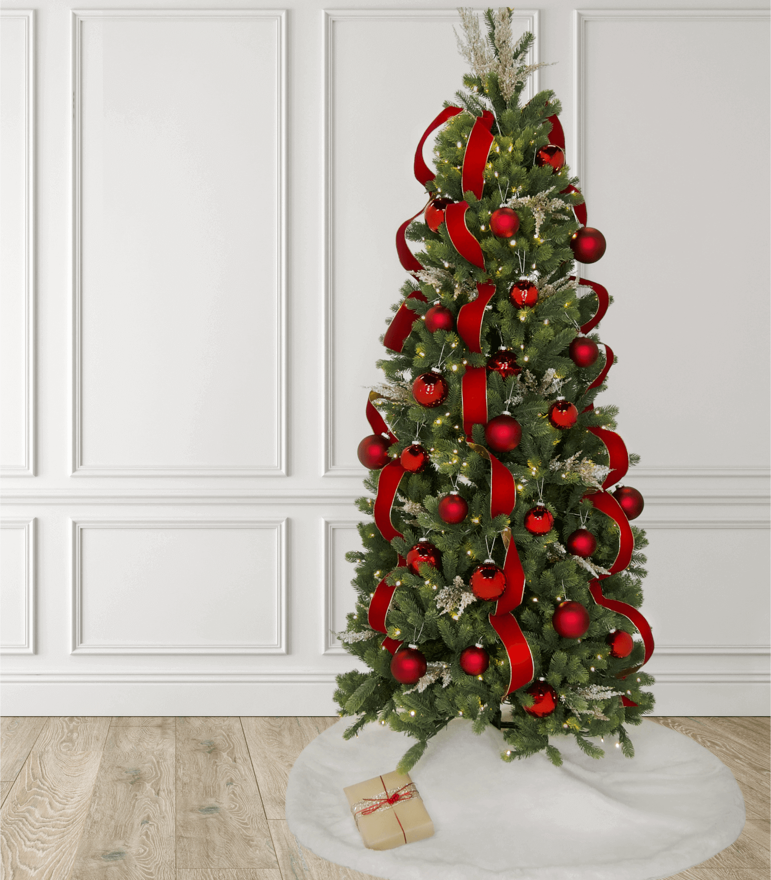 Red ribbon deals for christmas tree