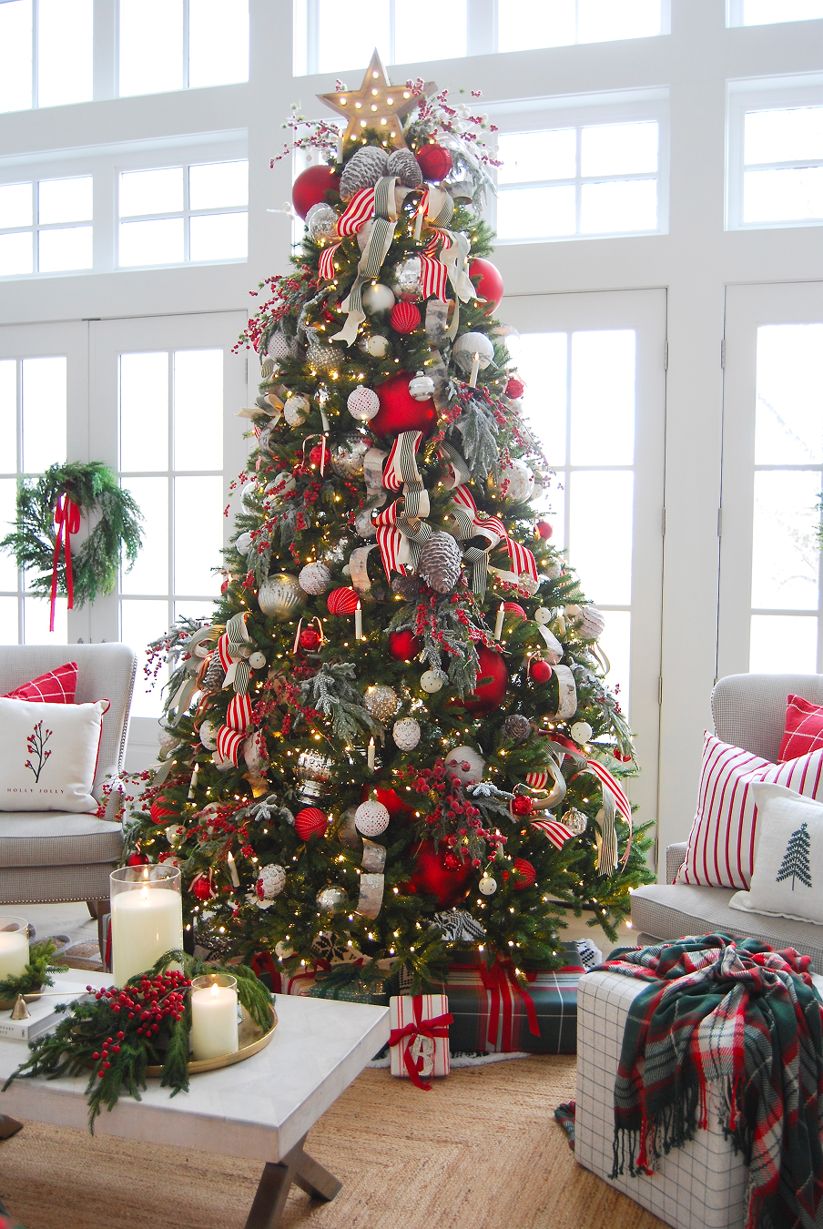 7.5' King Fraser Fir Artificial Christmas Tree with 1000 Warm White & Multi-Color LED Lights