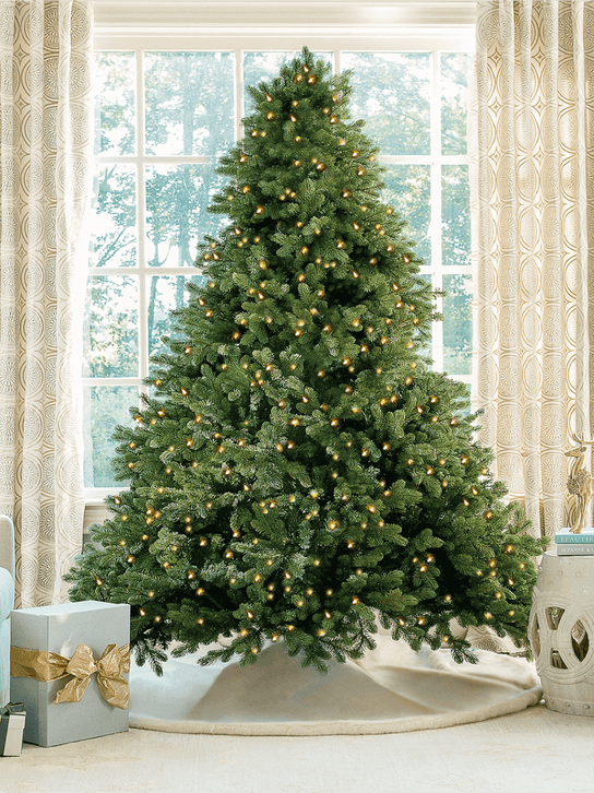 King of Christmas 9' Cypress Spruce Quick-Shape Artificial Christmas Tree with 2050 Warm White & Multi-Color LED Lights