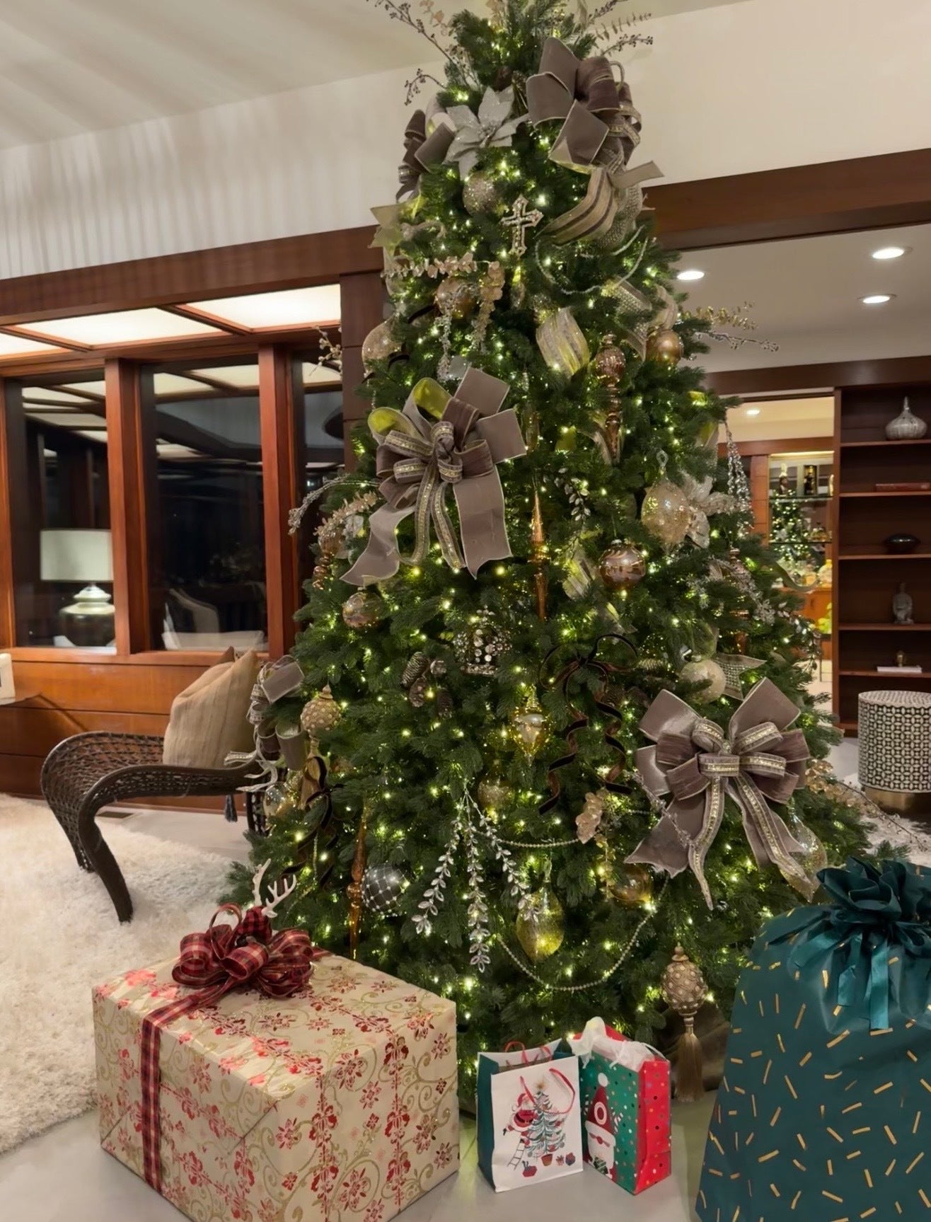 6.5' Cypress Spruce Artificial Christmas Tree with 1000 Warm White & Multi-Color LED Lights