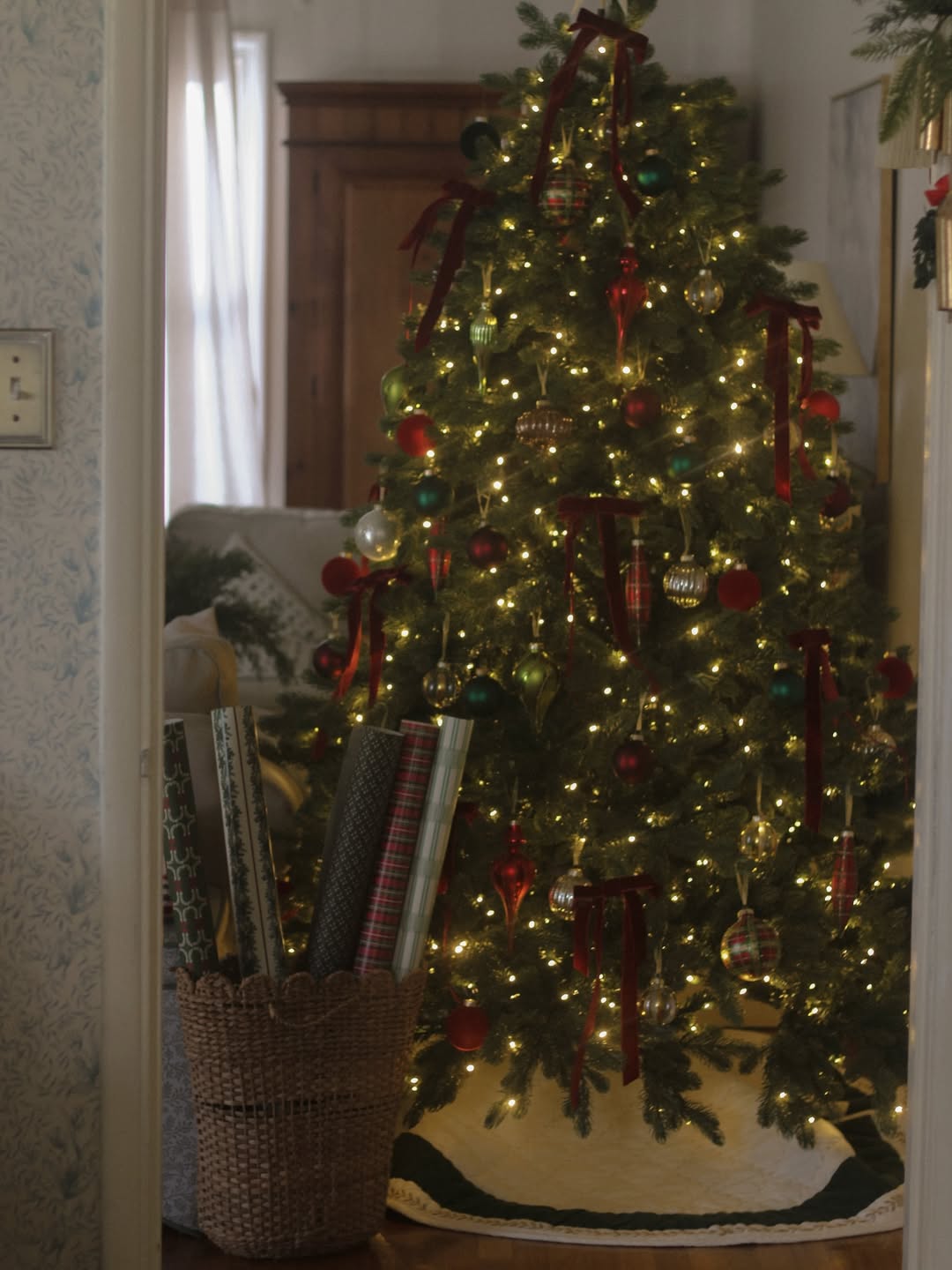 9' Cypress Spruce Artificial Christmas Tree with 2050 Warm White & Multi-Color LED Lights