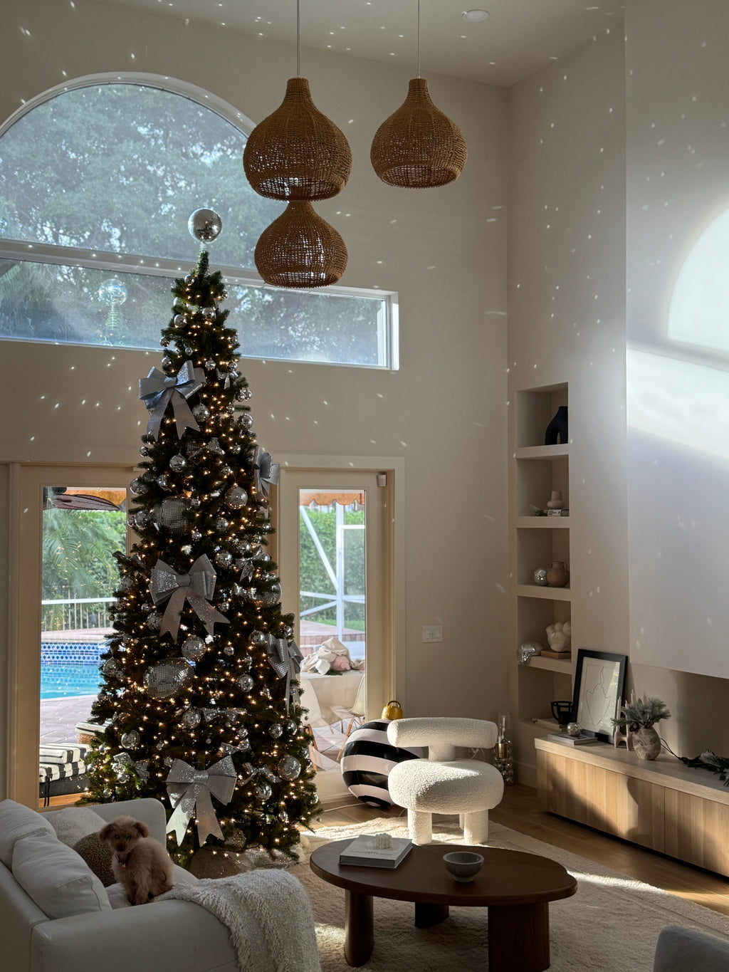 12' King Douglas Fir Slim Artificial Christmas Tree with 1050 Warm White & Multi-Color LED Lights