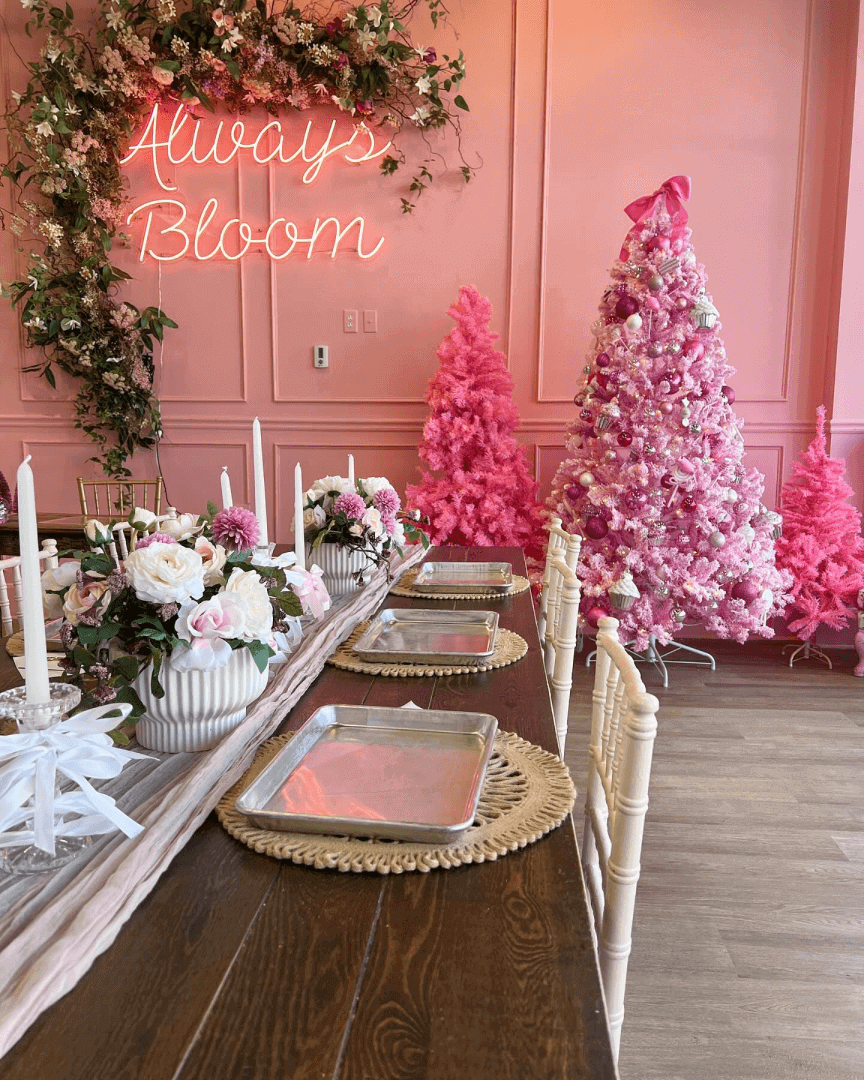 King of Christmas 6.5' Duchess Pink Flock Artificial Christmas Tree with 500 Warm White LED Lights
