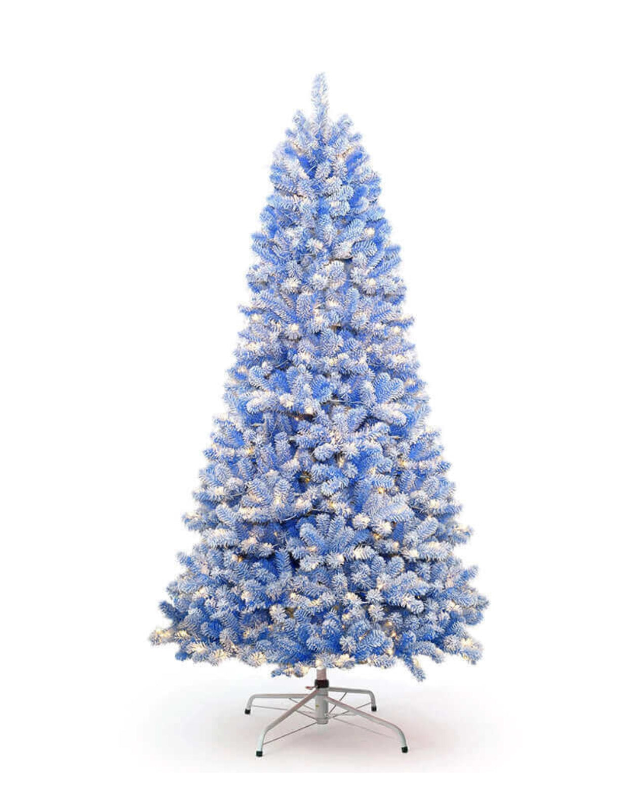 6.5' Duchess Blue Flock Tree with Warm White LED Lights - OPEN BOX - FINAL SALE