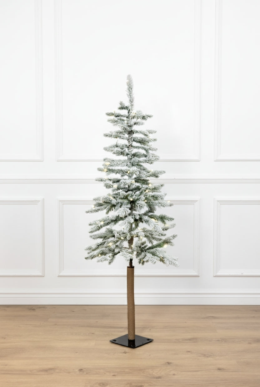 King of Christmas 4' Windsor Flock Tree with 100 Warm White Twinkle LED Lights