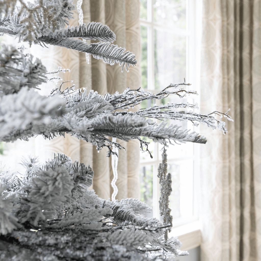 King of Christmas 9' King Noble Flock Artificial Christmas Tree with 700 Warm White LED Lights
