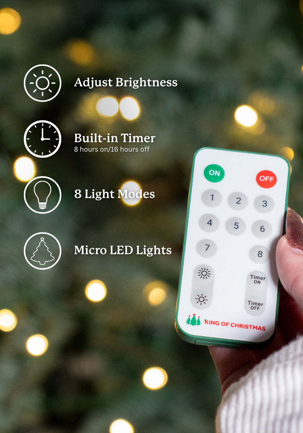 10' King Douglas Fir Slim Artificial Christmas Tree with 900 Warm White & Multi-Color LED Lights