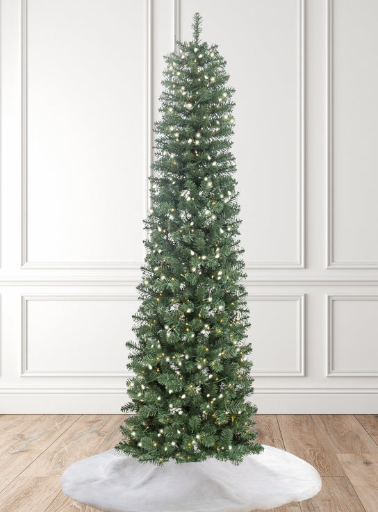 8' Hancock Spruce Pencil Artificial Christmas Tree 500 Warm White Led Lights
