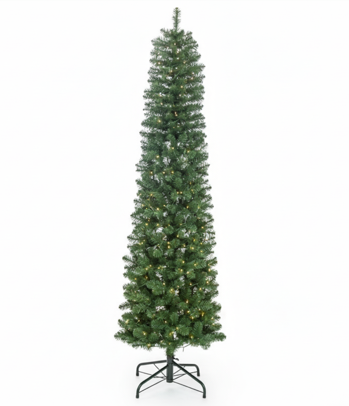 9' Hancock Spruce Pencil Artificial Christmas Tree 600 Warm White LED Lights