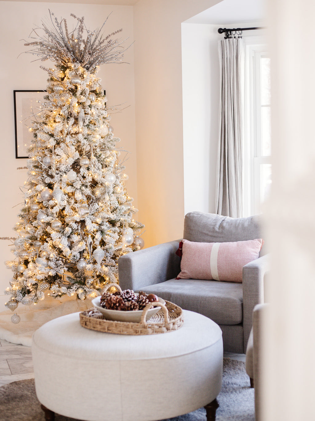 12' King Flock® Artificial Christmas Tree Unlit OPEN BOX - FINAL SALE