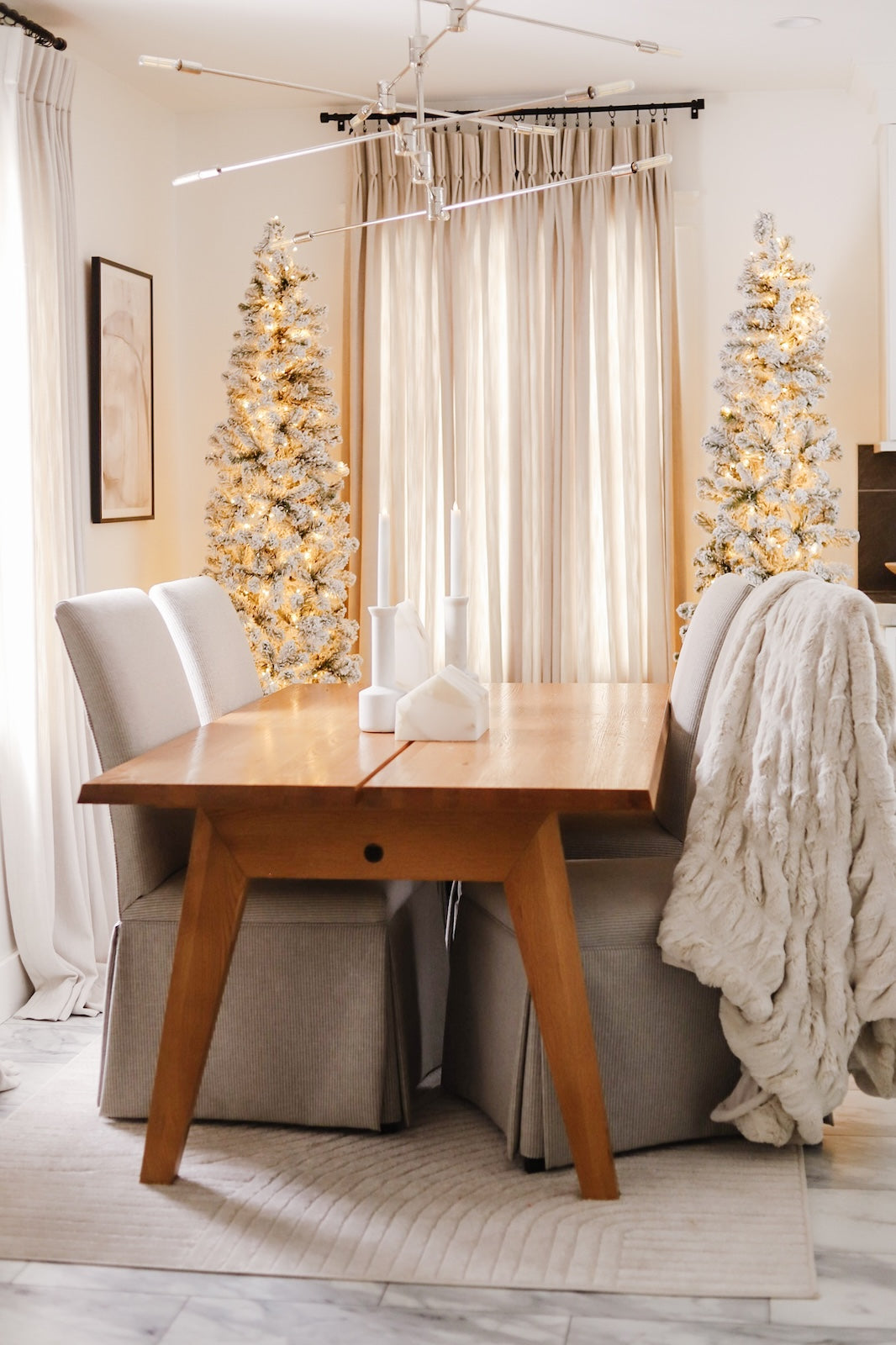 6' Prince Flock® Pencil Artificial Christmas Tree with 300 Warm White LED Lights