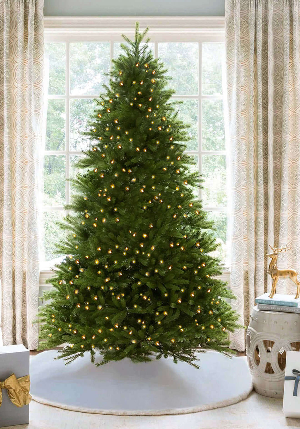 King of Christmas 7.5' King Fraser Fir Quick-Shape Artificial Christmas Tree with 1000 Warm White & Multi-Color LED Lights